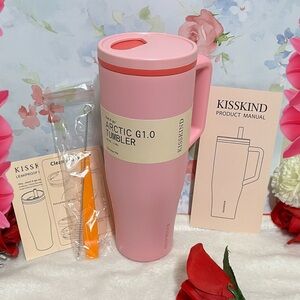 KISSKIND Arctic G1.0 Leakproof Insulated 40 oz Pink Tumbler with Hidden Straw